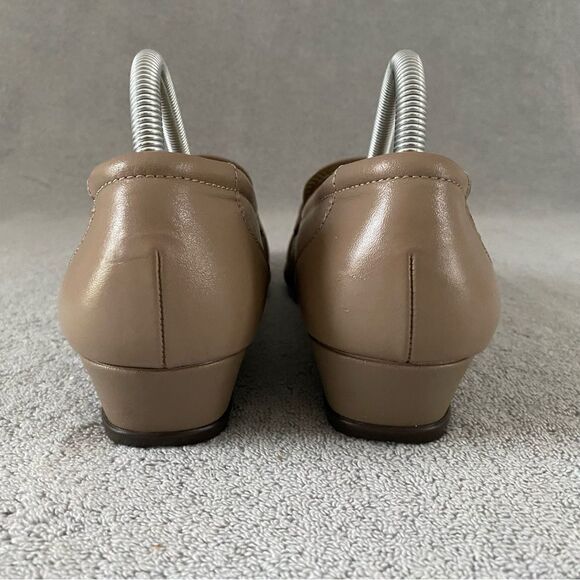 SAS Womens 9.5 W Wide Easier Slip On Moccasin Wedge Loafer Shoes Beige - Picture 4 of 7